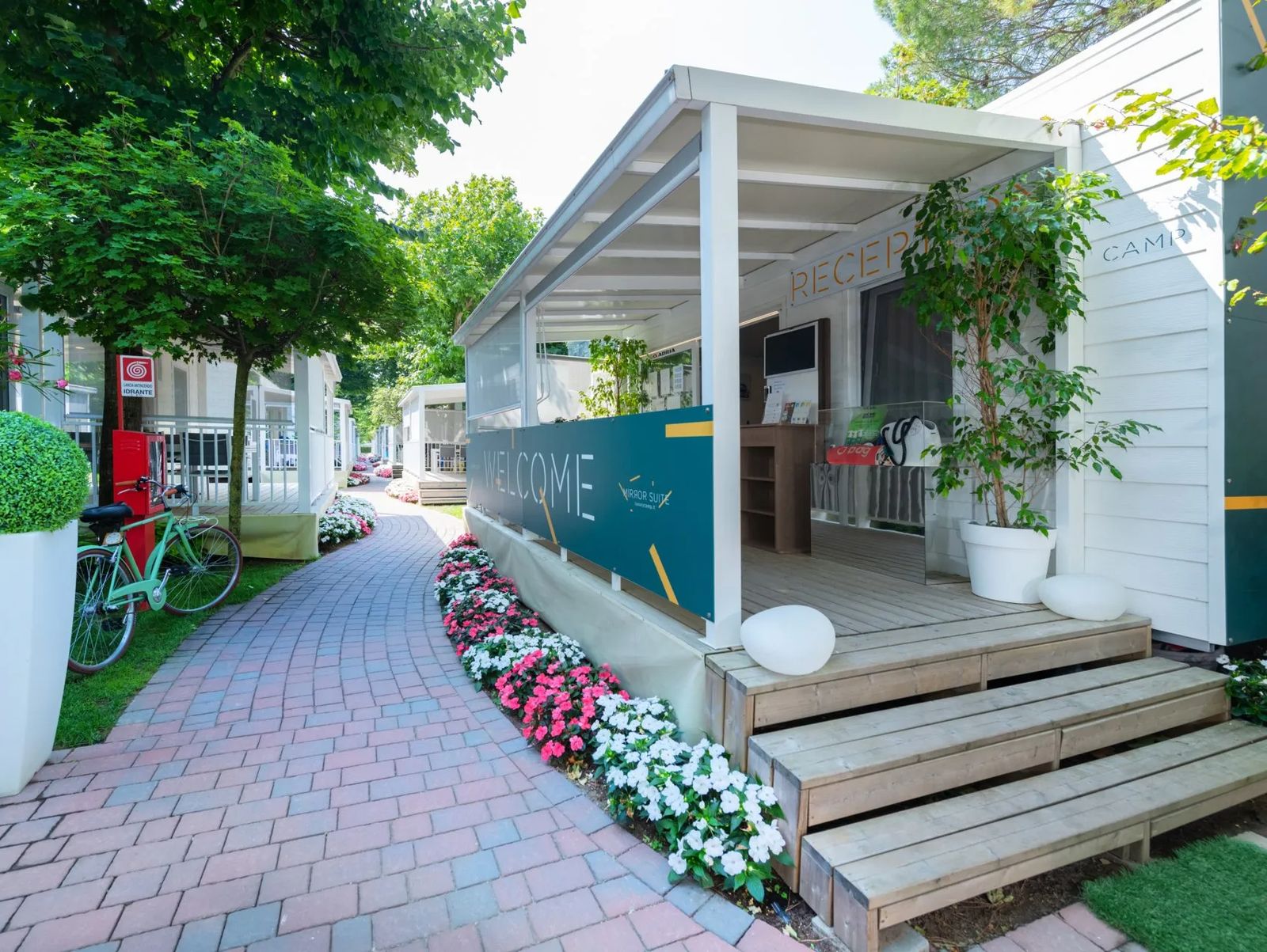 Luxury Camp at Union Lido — welcome reception among the pines